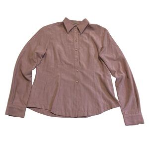 Vintage 80s Studio London Mauve Faux Suede Button Down Shirt Blouse M/M